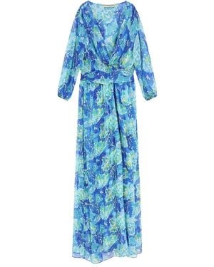La Petite Robe Di Chiara Boni Vestido largo con cuello en V - Azul