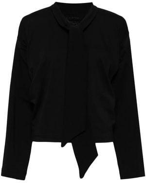 ALAINPAUL Tied-Neck Jersey Blouse - Black