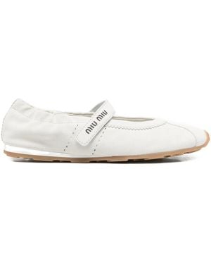 Miu Miu Nappa Leather Ballet Flats - White