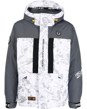 Aape By A Bathing Ape Logo-Patch Hooded Jacket - Blue