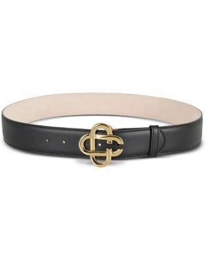 CASABLANCA Ceinture En Cuir À Boucle Logo - Blanc