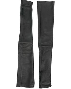 MITILIANE COUTURE Fingerless Leather Long Gloves - Black