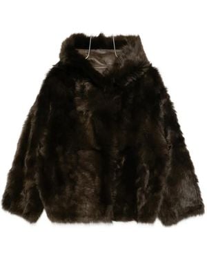 Yves Salomon Hooded Jacket - Black