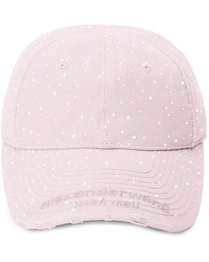 Alexander Wang Crystal Hotfix Distressed Baseball Cap - Pink