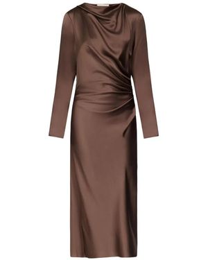 Loulou de Saison Fabio Draped Satin Midi Dress - Brown