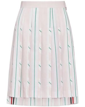 Thom Browne Madras Striped Pleated Mini Skirt - White