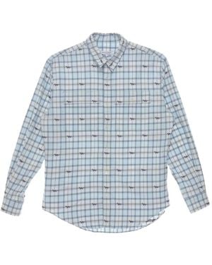 Maison Kitsuné Check-Print Long-Sleeve Shirt - Blue