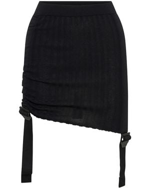 Dion Lee Gathered Ribbed-Knit Miniskirt - Black