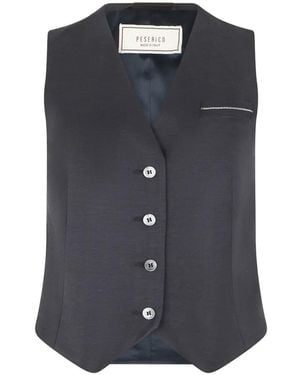 Peserico Button V-Neck Vest - Blue