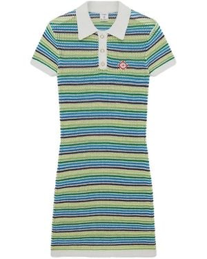 CASABLANCA Striped Collared Mini Dress - Green