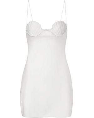 Oséree Shell-Detail Satin-Finish Mini Dress - White