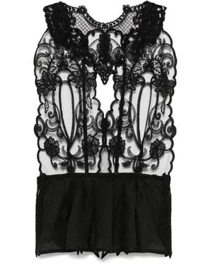 Maurizio Mykonos Lace-Detail Open-Back Top - Black