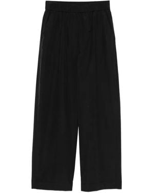Peserico Elasticated-Waistband Turned-Up-Cuff Pants - Black