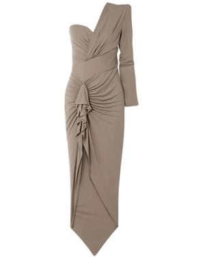 Alexandre Vauthier Asymmetric Ruffled Maxi Dress - Natural