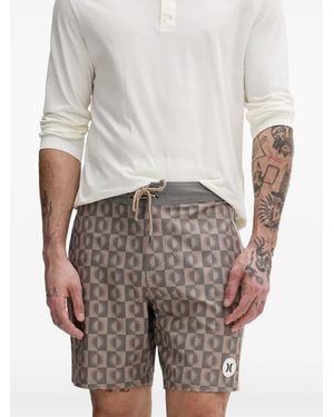 Hurley Costume Da Bagno Con Stampa A Scacchi E Sole - Grigio