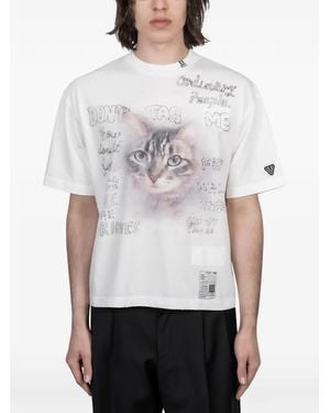 Maison Mihara Yasuhiro T-Shirt À Imprimé Chat - White