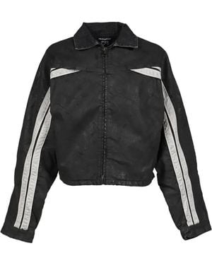 RRR123 Trappist Trucker Side-Stripe Zip-Up Jacket - Black