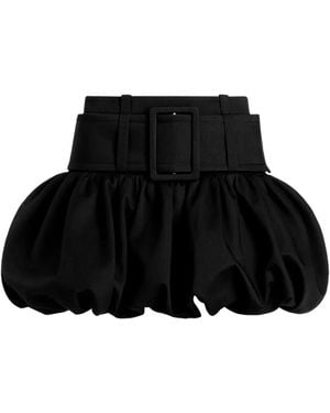 Patou Belted Bubble Mini Skirt - Black