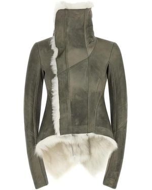 Rick Owens Asymmetrische Naska Shearling-Jacke - Grau