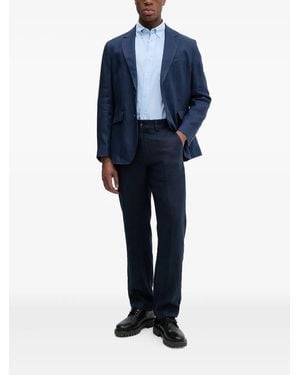Hackett Linen Two-Button Blazer - Blue