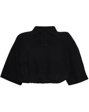 T By Alexander Wang クロップド ポロシャツ - ブラック