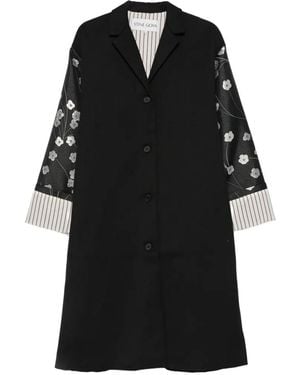 Stine Goya Floral-Print Paneled Coat - Black