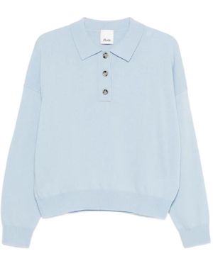 Allude Button Collared Polo Shirt - Blue