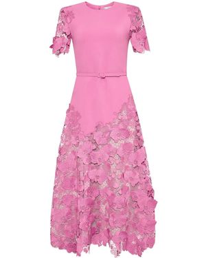 Oscar de la Renta Orchid レースインサート ドレス - ピンク