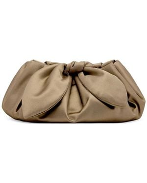 Oscar de la Renta Satin Clutch Bag - Natural