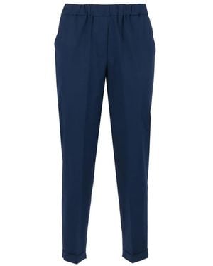 Antonelli Elasticated-Waistband Turn-Up Trousers - Blue