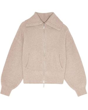 Remain Ribbed Zip-Front Cardigan - Natural