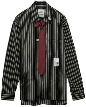 Maison Mihara Yasuhiro Striped Tie-Detail Shirt - Black