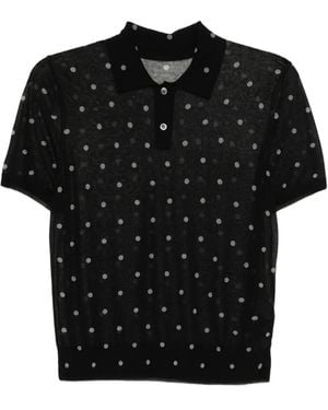 JNBY Polka Dot Polo Top - Black