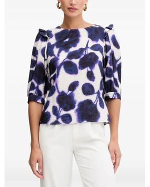 Morgan Ruffled Floral-Print Blouse - Blue