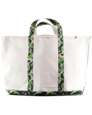 SAINT Mxxxxxx Borsa Tote Con Stampa Camouflage X Bape - Bianco