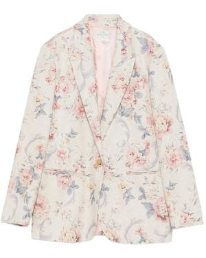forte_forte Floral Single-Button Blazer - White