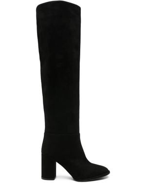 Le Silla Bottes En Daim À Talon Épais - Noir