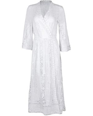 Miguelina Lucinda Kleid mit Spitzeneinsätzen - Weiß