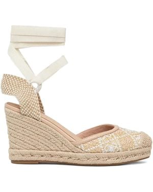 Guess 100Mm Charmi Embroidered Wedge Espadrilles - Natural