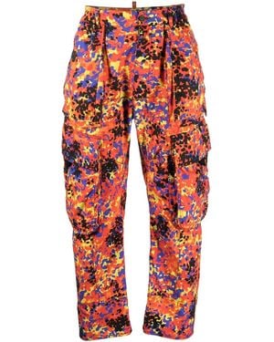 DSquared² Abstract-Print Cargo Pants - Red