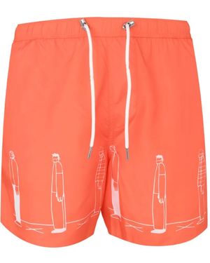 Exit Society Graphic-Print Drawstring Swim Shorts - Orange