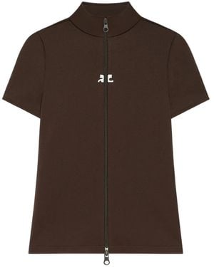 Courreges Top A Maniche Corte - Marrone