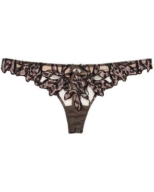 Fleur du Mal Lily Embroidery Thong - Natural