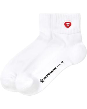 Aape By A Bathing Ape Heart Graphic Socks - White