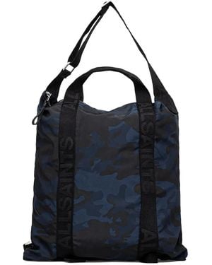AllSaints Bolso shopper con motivo militar - Azul