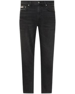 Calvin Klein Logo-Patch Straight-Leg Jeans - Black