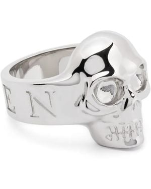 McQueen Ring mit Totenkopfform - Weiß