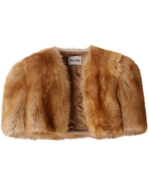 Miu Miu Kurzärmelige Jacke aus Lammfell - Braun