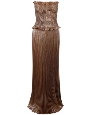 L'idée Vestido De Fiesta Maya Fruncido - Marrón