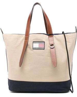 Tommy Hilfiger Shopper Met Logopatch - Naturel